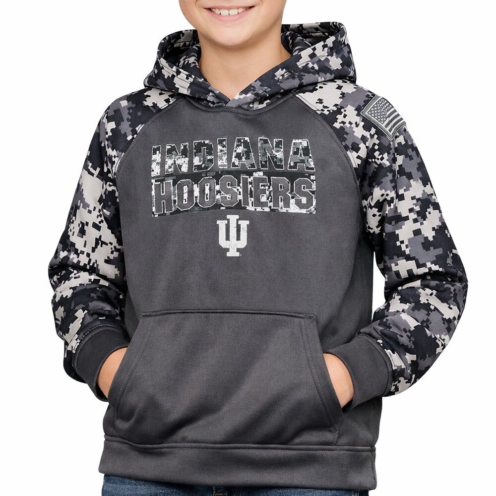 Indiana Hoosiers Youth Hoodie XL Digital Camo Gray Pullover NCAA IU Sweatshirt